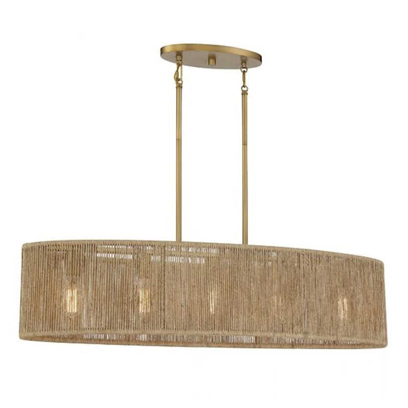 Savoy House Ashe 5-Light Oval Chandelier, Warm Brass/Rope