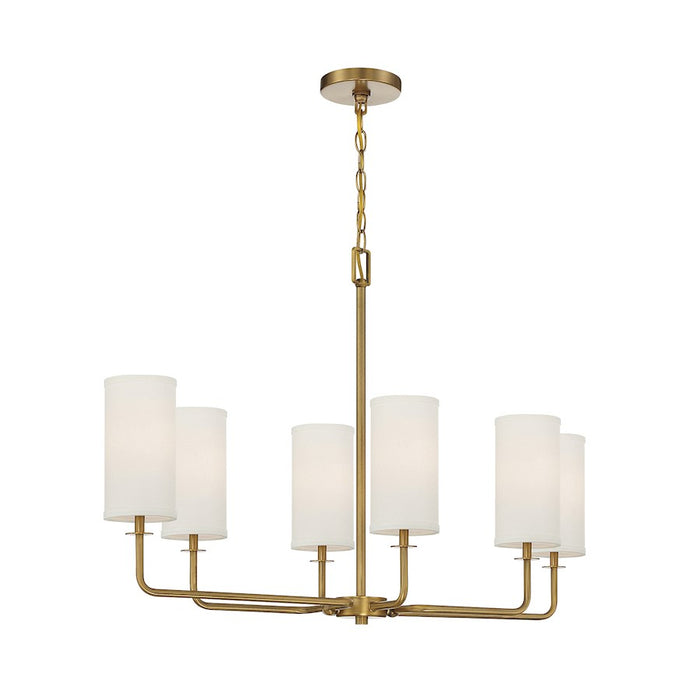 Savoy House Powell 6-Light Linear Chandelier, Warm Brass