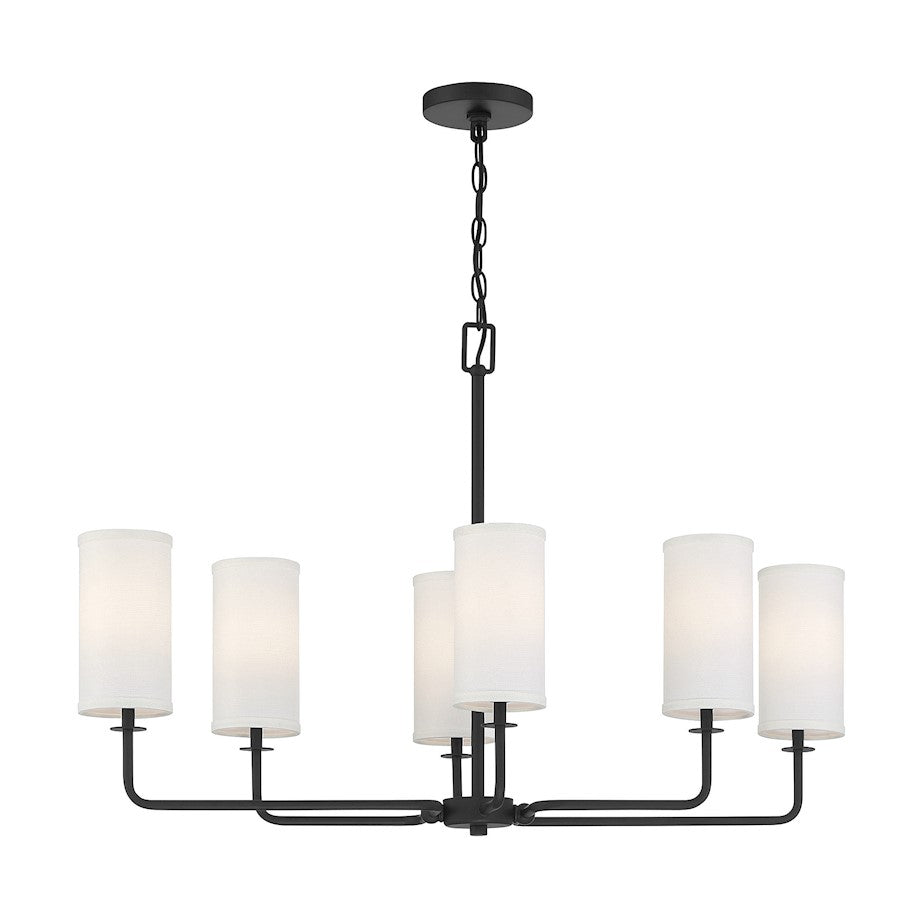 Savoy House Powell 6-Light Linear Chandelier, Matte Black - 1-1756-6-89