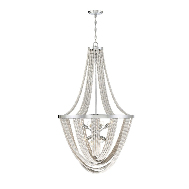 Savoy House Contessa Â Chandelier, Chrome/Wooden Beads