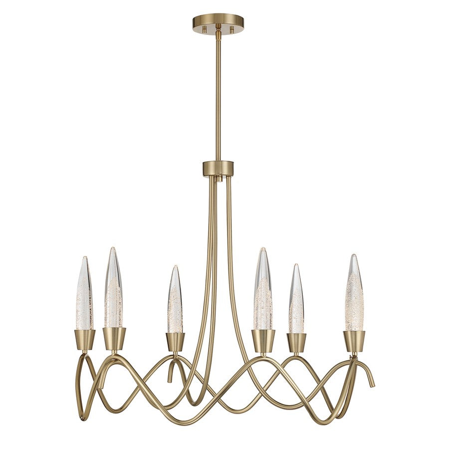 Savoy House Sofia 6 Lt Chandelier, Clear Bubble, Noble Brass - 1-1798-6-127