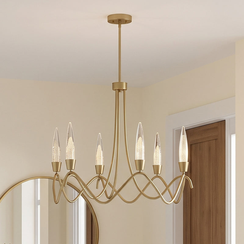 Savoy House Sofia 6 Lt Chandelier, Clear Bubble, Noble Brass