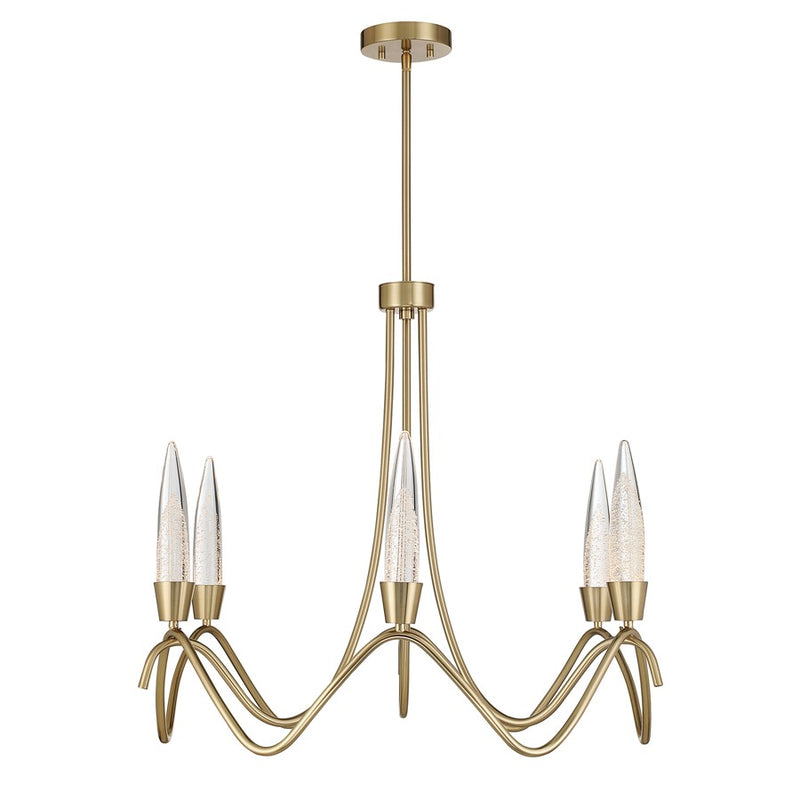 Savoy House Sofia 6 Lt Chandelier, Clear Bubble, Noble Brass