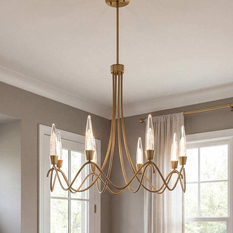 Savoy House Sofia 8 Lt Chandelier, Clear Bubble, Noble Brass