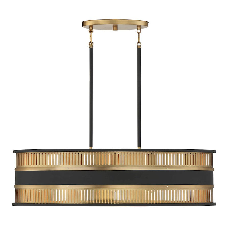 Savoy House Eclipse 5 Light Linear Chandelier, Black/Brass