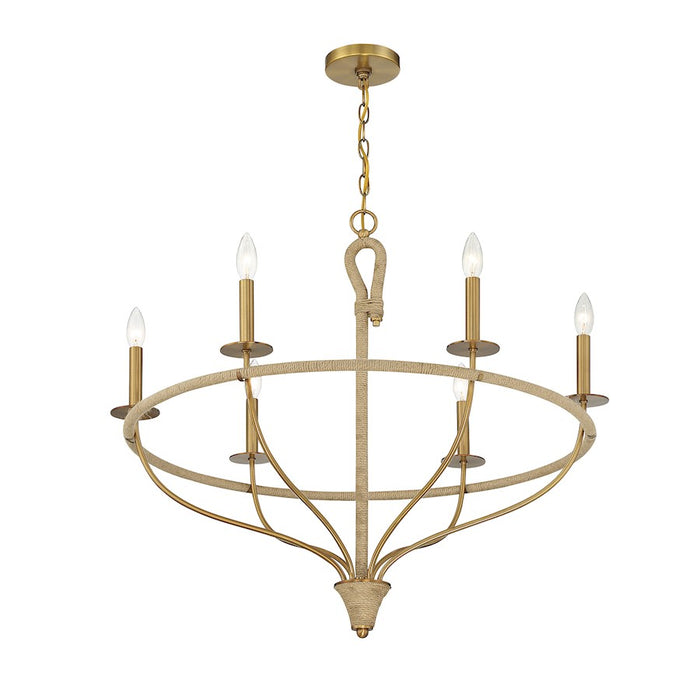 Savoy House Charter 6-Light Chandelier, Warm Brass/Rope