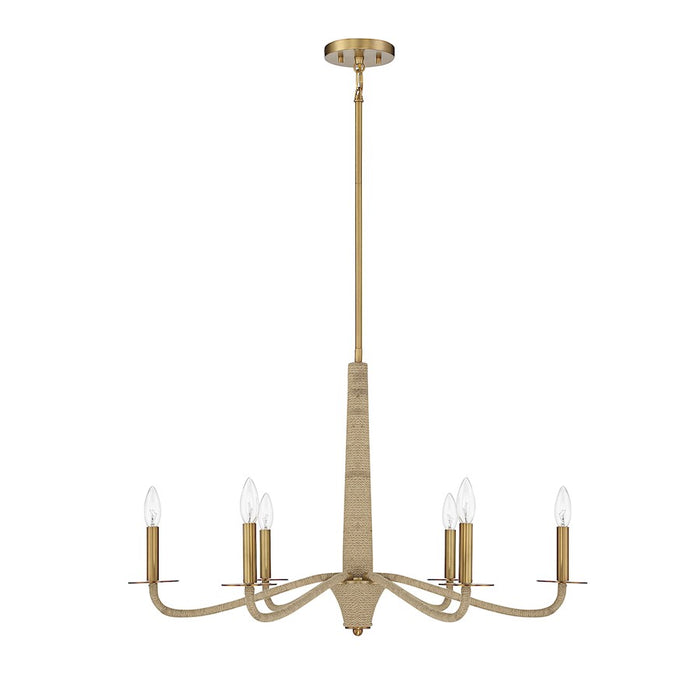 Savoy House Cannon 6-Light Chandelier, Warm Brass/Rope