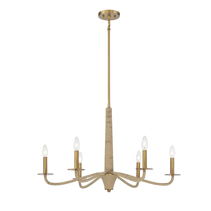 Savoy House Cannon 6-Light Chandelier, Warm Brass/Rope