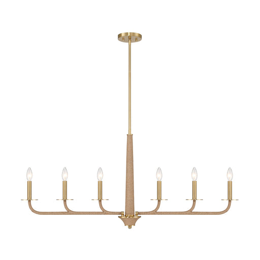 Savoy House Cannon 44in 6-Light Chandelier | California Modern Warm Brass Metal and Rope | Kitchen Island & Dining Room | 3.5 x 44 | Model 1-1827-6-320