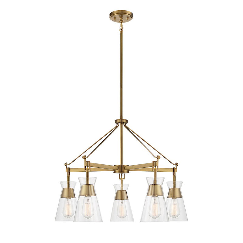 Savoy House Lakewood 5-Light Chandelier, Warm Brass