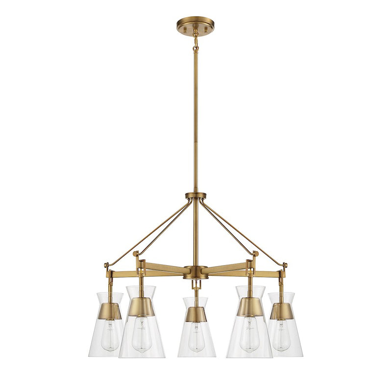 Savoy House Lakewood 5-Light Chandelier, Warm Brass