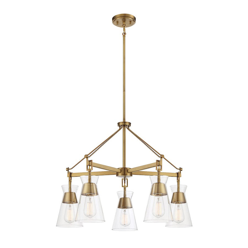 Savoy House Lakewood 5-Light Chandelier, Warm Brass