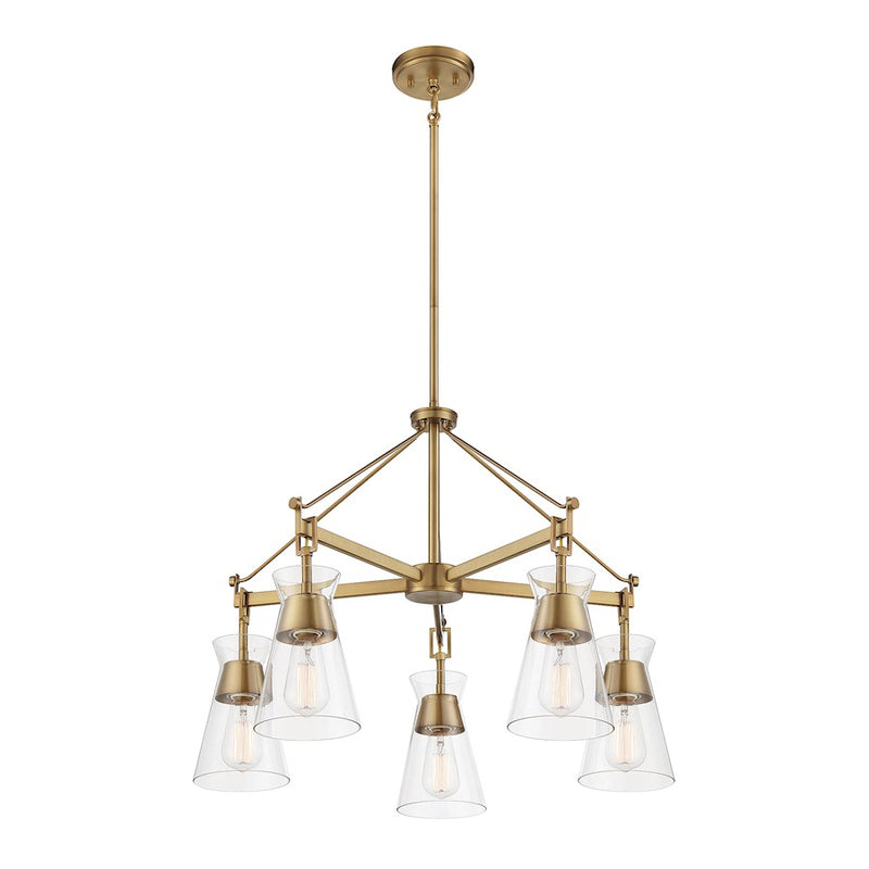 Savoy House Lakewood 5-Light Chandelier, Warm Brass