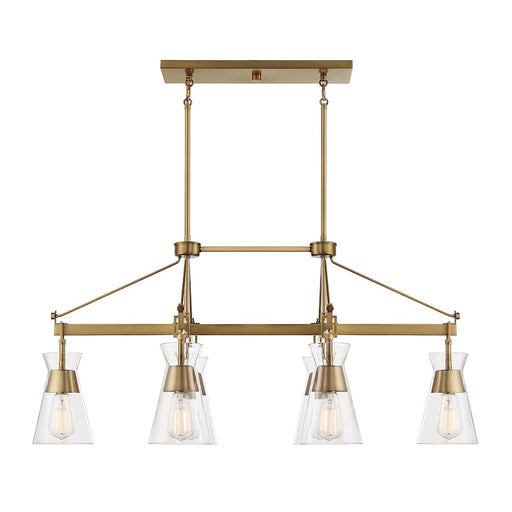 Savoy House Lakewood 6-Light Linear Chandelier, Warm Brass