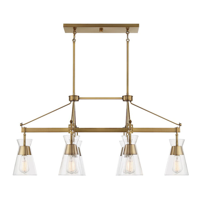 Savoy House Lakewood 6-Light Linear Chandelier, Warm Brass