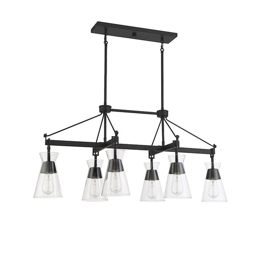 Savoy House Lakewood 6-Light Linear Chandelier, Matte Black