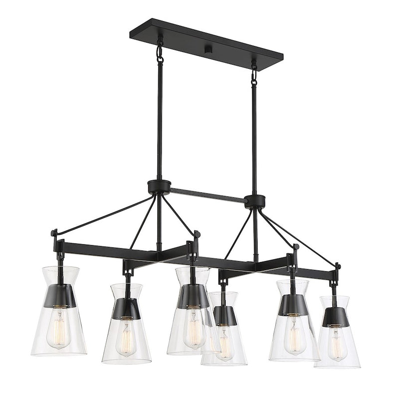 Savoy House Lakewood 6-Light Linear Chandelier, Matte Black
