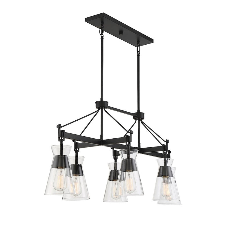 Savoy House Lakewood 6-Light Linear Chandelier, Matte Black
