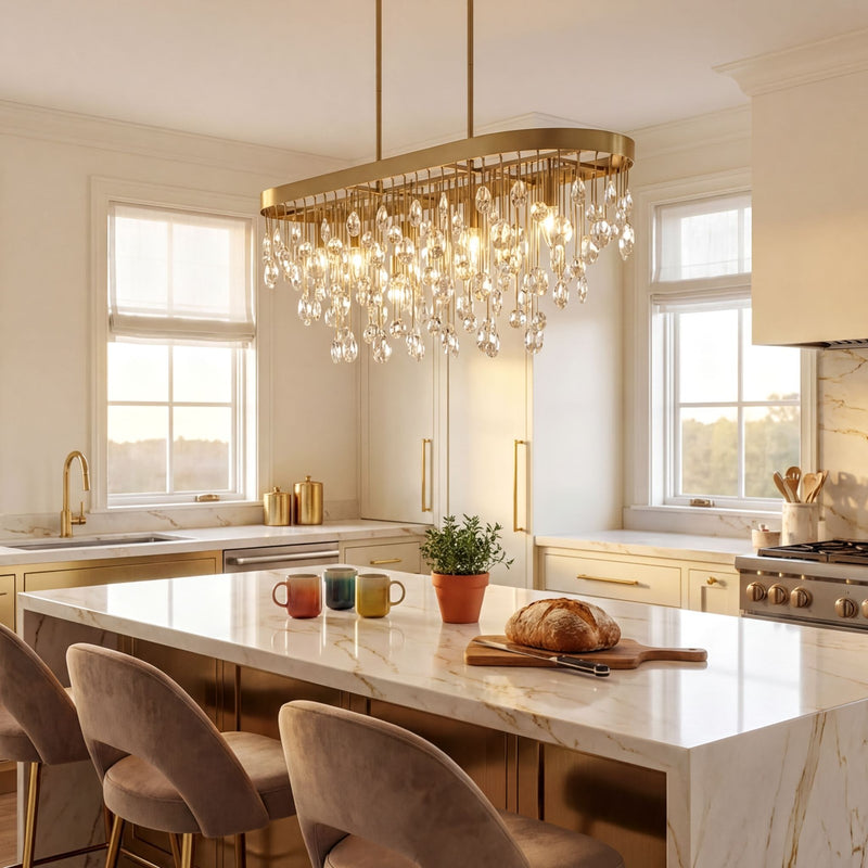 Savoy House Livorno 8 Light Linear Chandelier, Noble Brass
