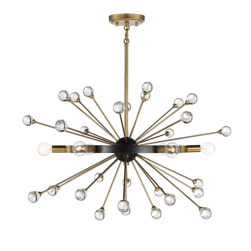 Savoy House Ariel 6-Light Chandelier, Como Black/Gold Accents