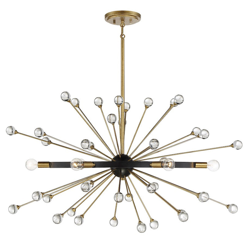 Savoy House Ariel 6-Light Oval Chandelier, Como Black/Gold Accents