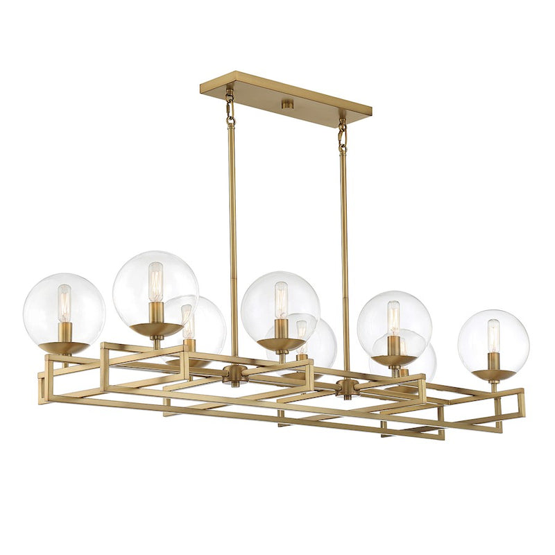 Savoy House Crosby 8-Light Linear Chandelier, Warm Brass