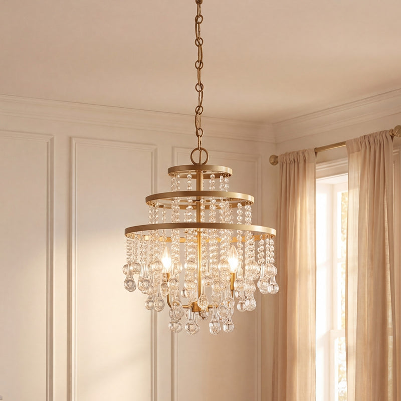 Savoy House Luna 3-Light Mini Chandelier, Warm Brass