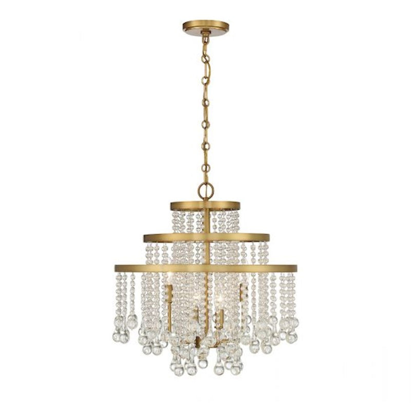 Savoy House Luna 4-Light Chandelier, Warm Brass