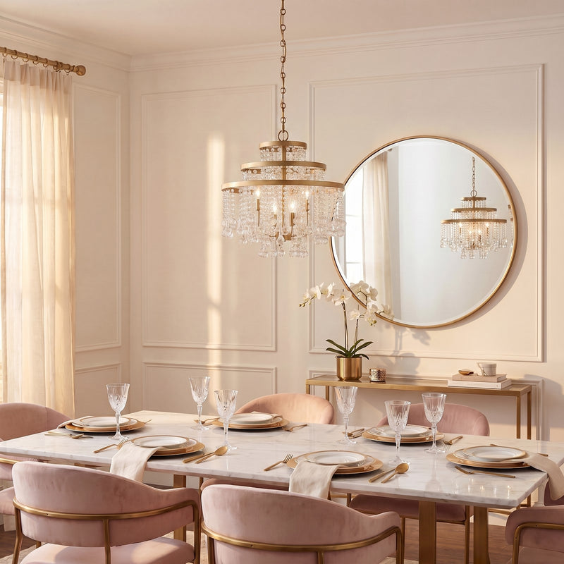 Savoy House Luna 4-Light Chandelier, Warm Brass