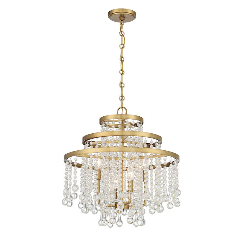 Savoy House Luna 4-Light Chandelier, Warm Brass