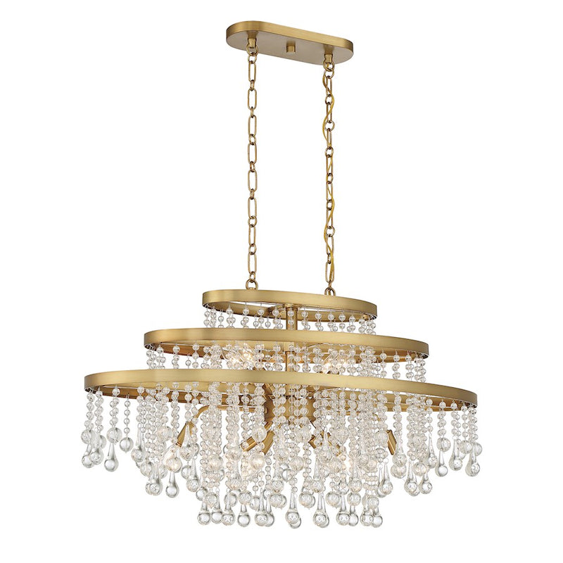 Savoy House Luna 10-Light Oval Chandelier, Warm Brass