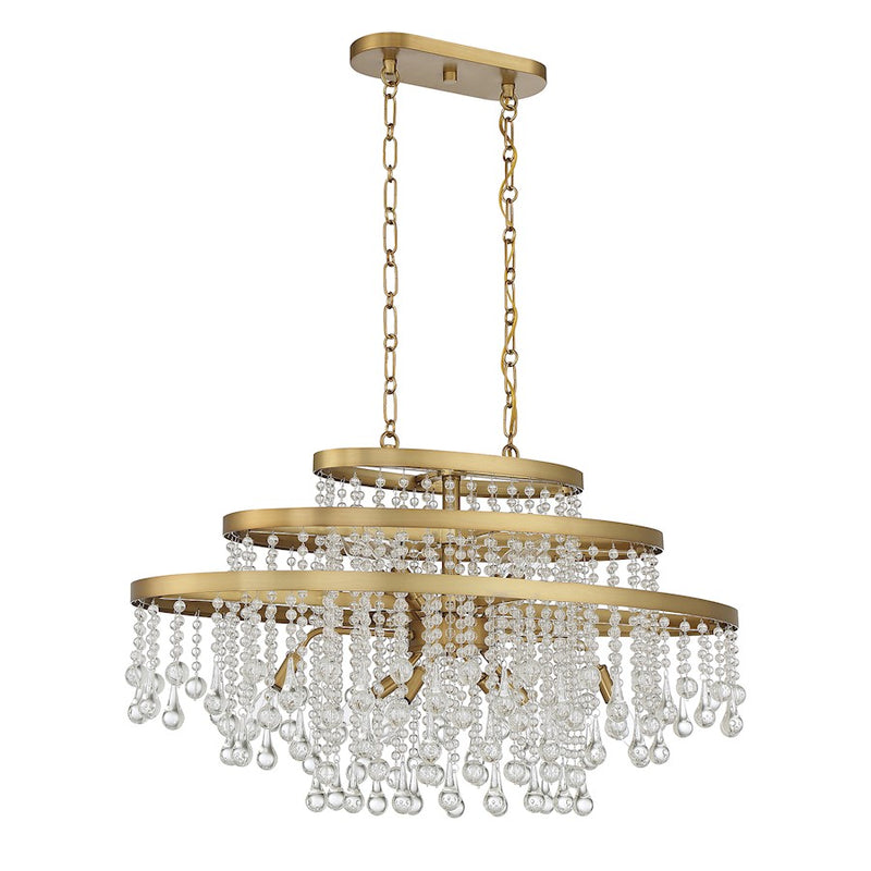 Savoy House Luna 10-Light Oval Chandelier, Warm Brass