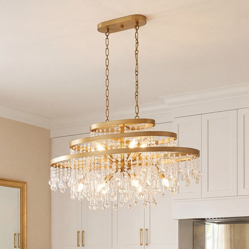 Savoy House Luna 10-Light Oval Chandelier, Warm Brass