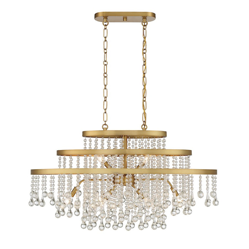 Savoy House Luna 10-Light Oval Chandelier, Warm Brass
