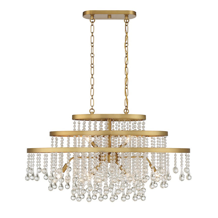 Savoy House Luna 10-Light Oval Chandelier, Warm Brass