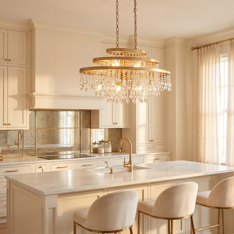 Savoy House Luna 10-Light Oval Chandelier, Warm Brass