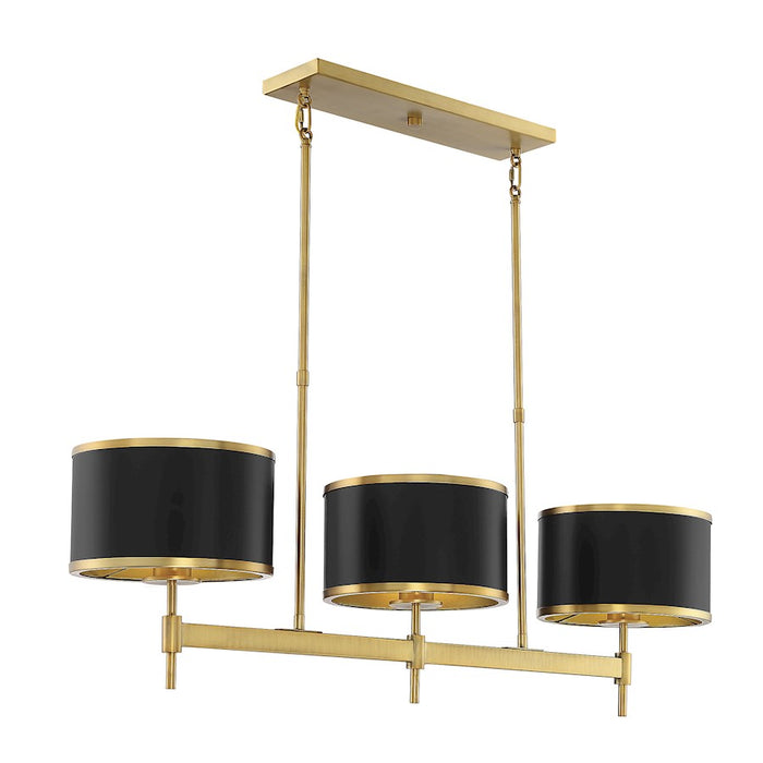 Savoy House Delphi 3Lt Linear Chandelier, Black/Brass - 1-187-3-143