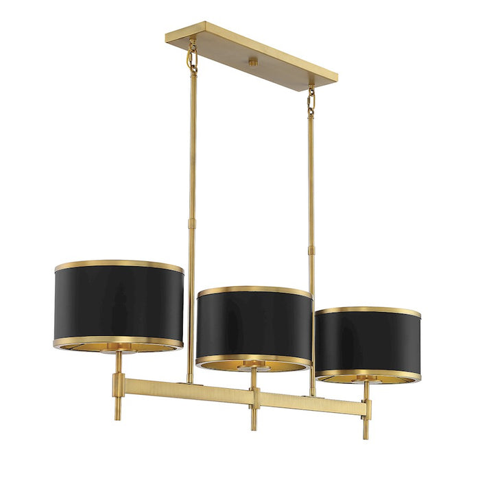 Savoy House Delphi 3Lt Linear Chandelier, Black/Brass