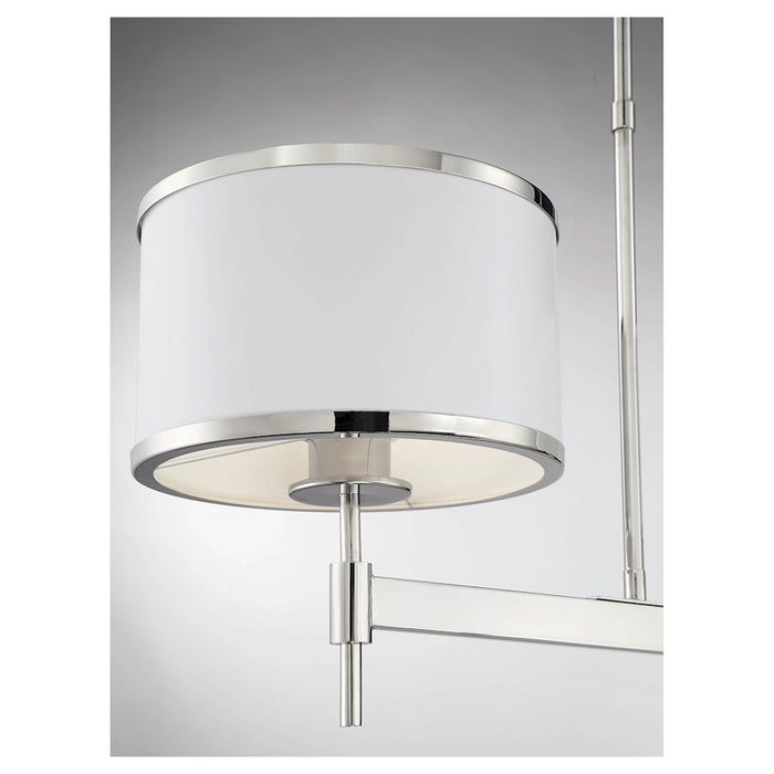 Savoy House Delphi 3Lt Linear Chandelier, White/ Nickel Acccents