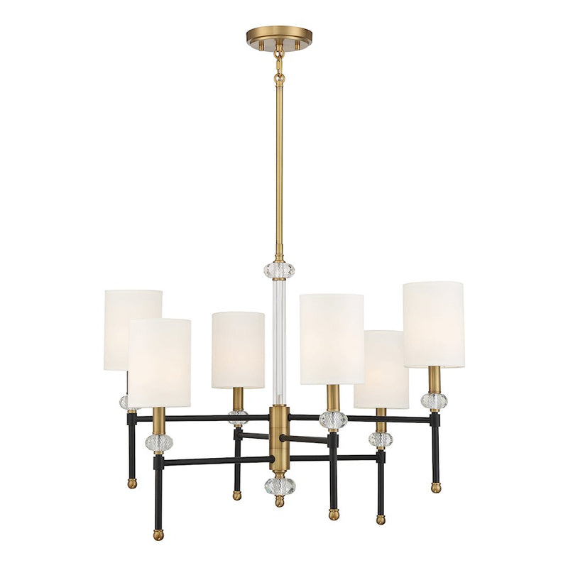 Savoy House Tivoli 6 Light 20" Chandelier, Black/Brass