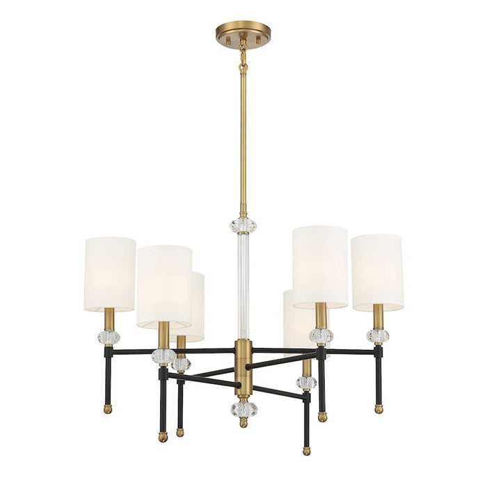 Savoy House Tivoli 6Lt 20" Chandelier, Black/Brass