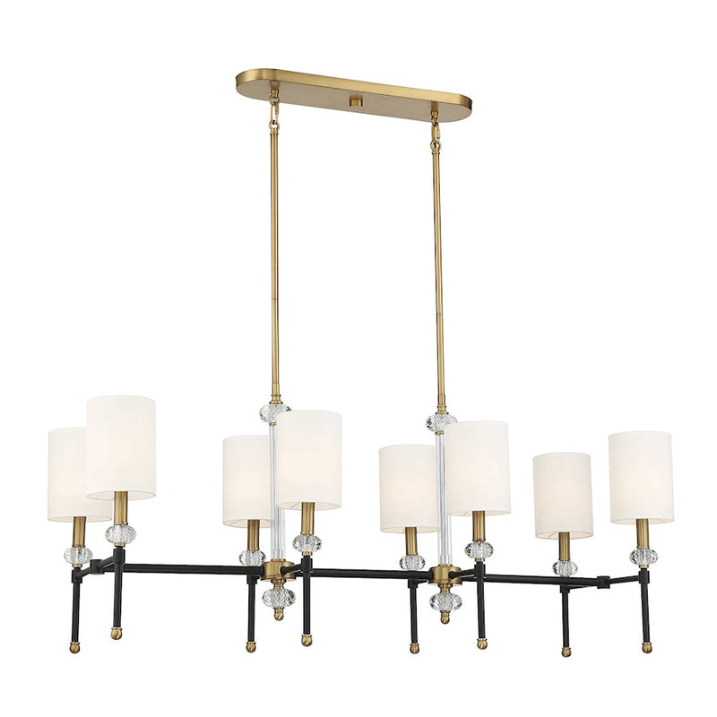 Savoy House Tivoli 8 Light Linear Chandelier, Black/Brass