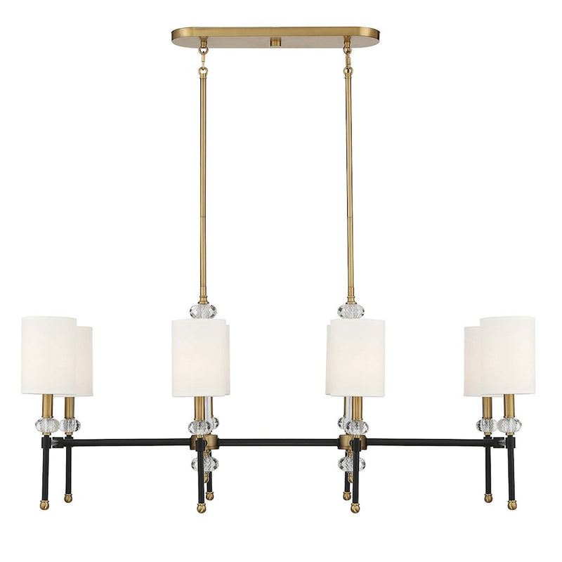 Savoy House Tivoli 8 Light Linear Chandelier, Black/Brass