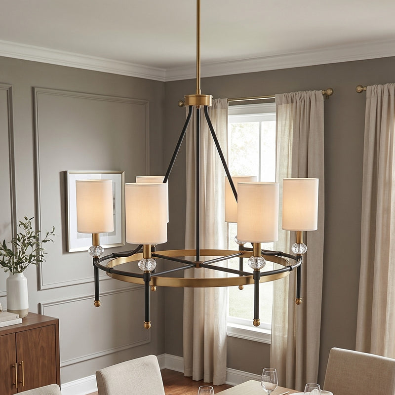 Savoy House Tivoli 6 Light 24" Chandelier, Black/Brass