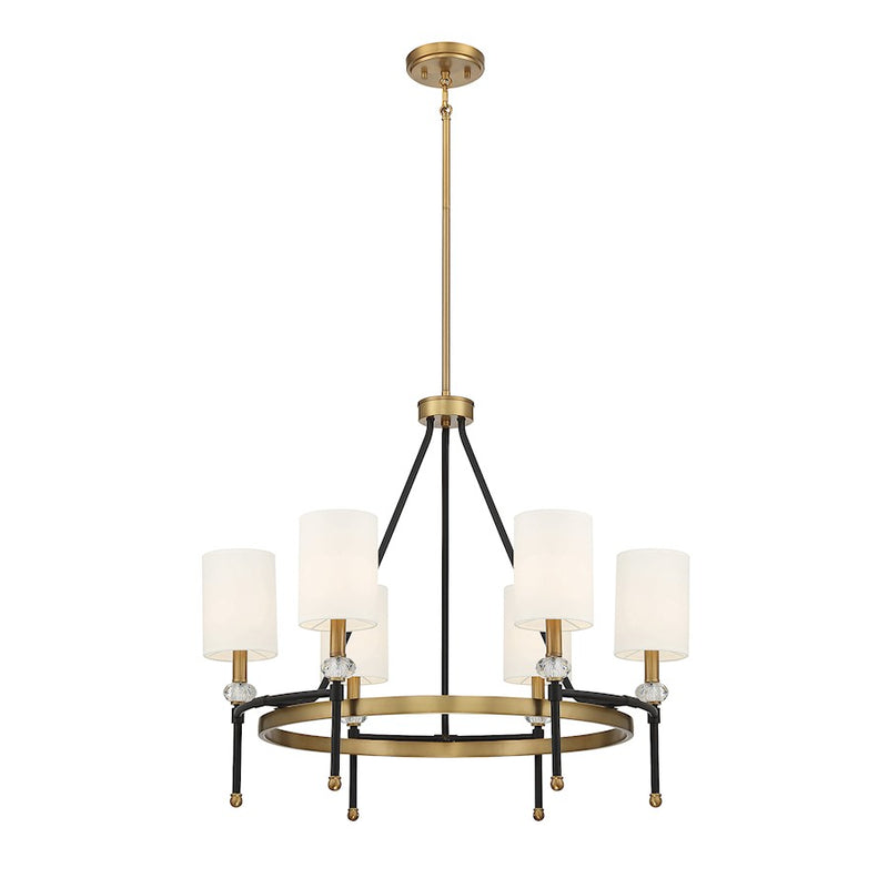 Savoy House Tivoli 6Lt 24" Chandelier, Black/Brass