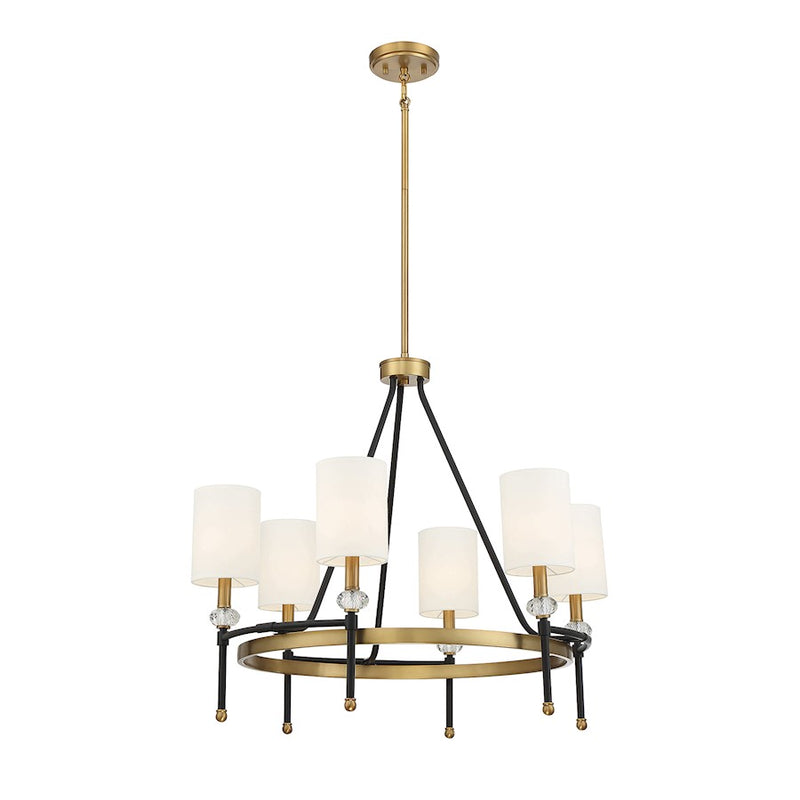 Savoy House Tivoli 6 Light 24" Chandelier, Black/Brass