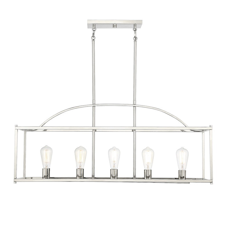 Savoy House Palladian 5-Light Linear Chandelier, Polished Nickel