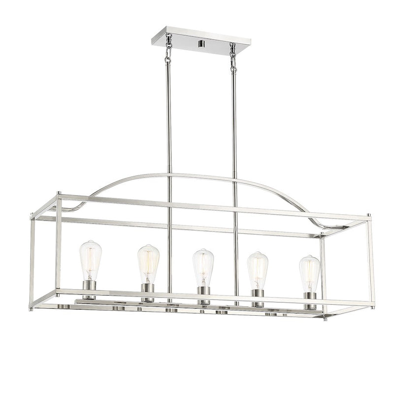 Savoy House Palladian 5-Light Linear Chandelier, Polished Nickel