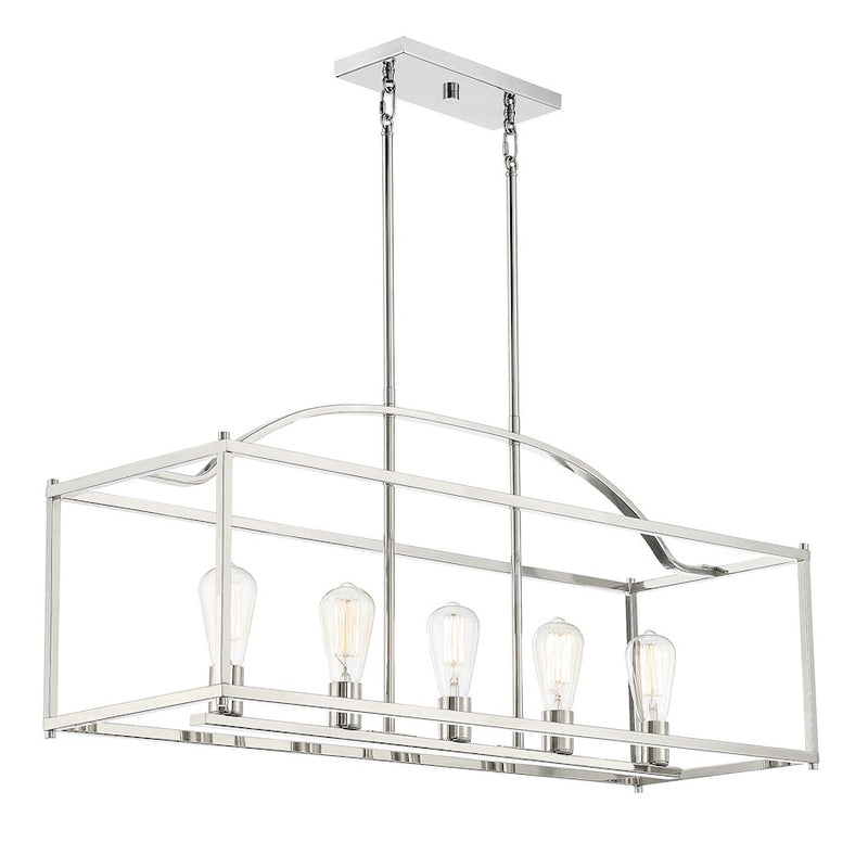 Savoy House Palladian 5-Light Linear Chandelier, Polished Nickel