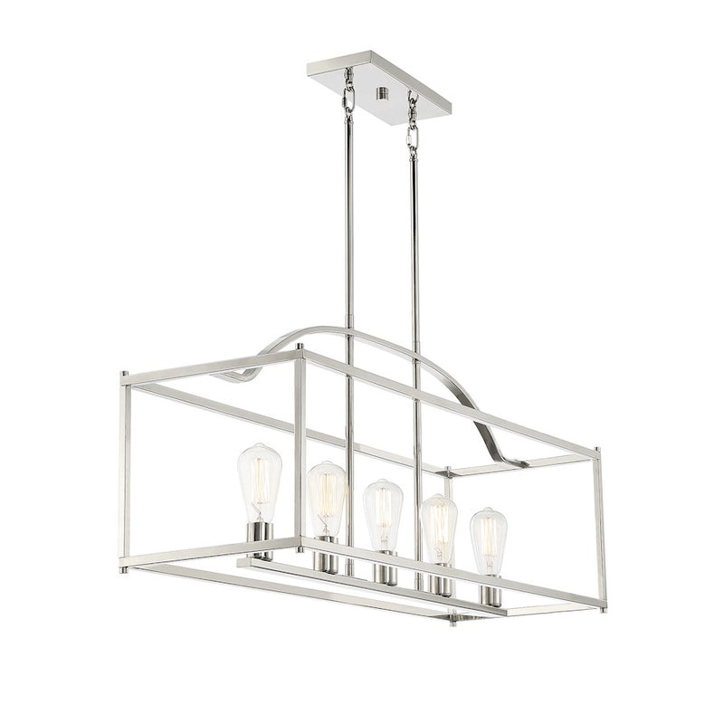 Savoy House Palladian 5-Light Linear Chandelier, Polished Nickel